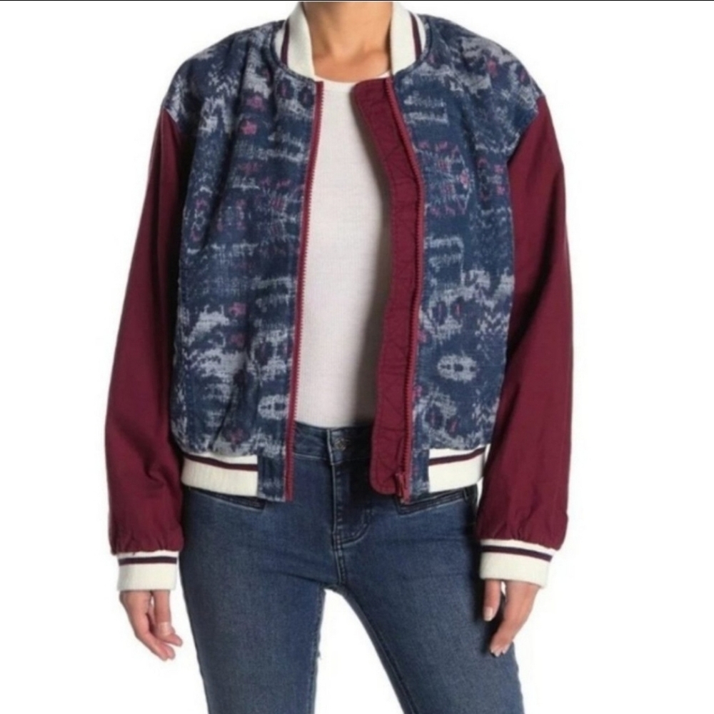 NEW Free People We The Free Varsity of Dreams Bomber Jacket size Small